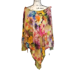 Gio Guerreri | Italian Artsy Watercolor Floral Poncho Coverup ArtToWear - OS